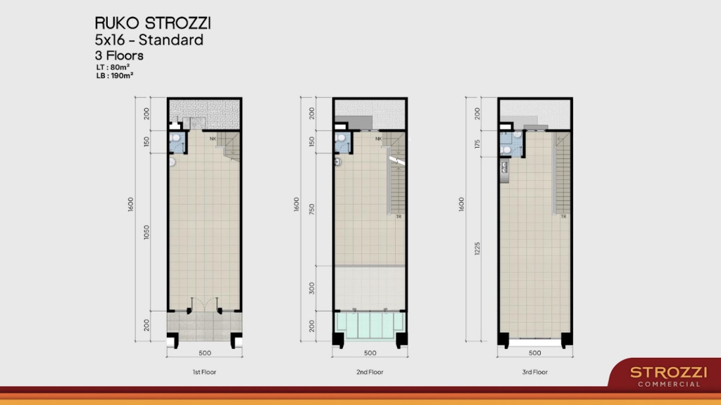 Layout Ruko Strozzi Commercial Tipe standard 5x16