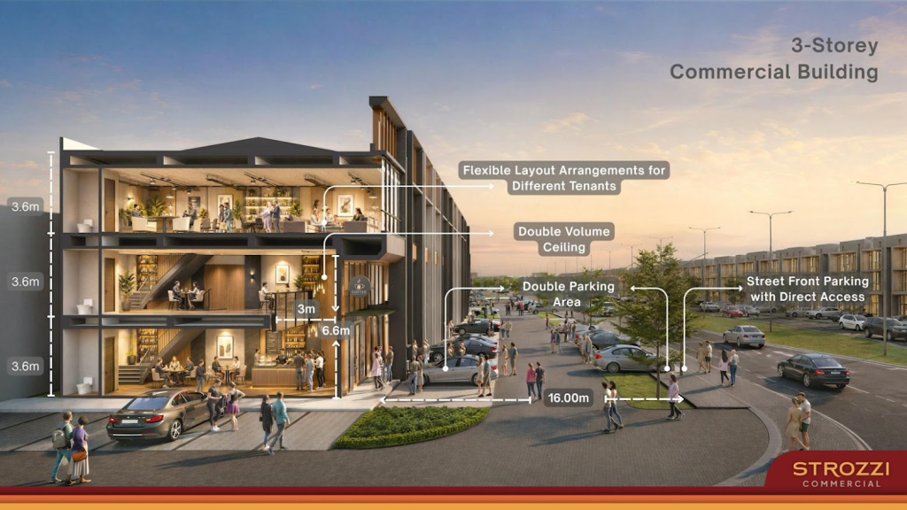 Layout potongan samping Ruko Strozzi Commercial Tipe standard 5x16